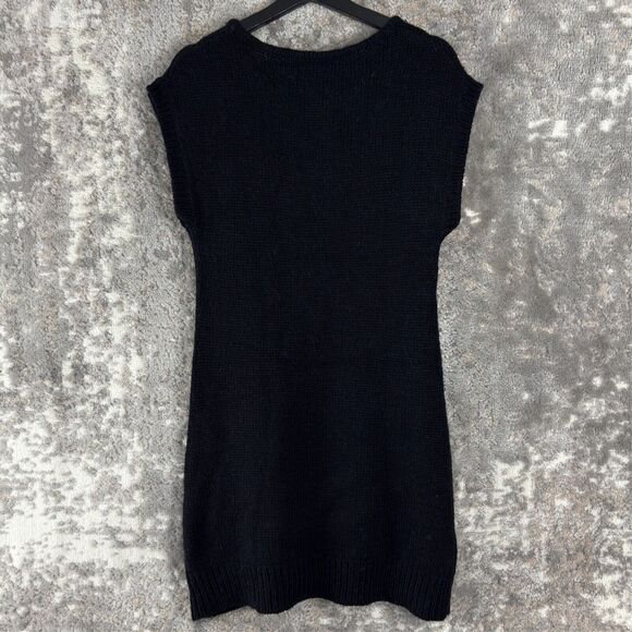 Guess Size XL Alpaca Wool Beaded Snap Button Knee Length Sweater Dress Black - Picture 4 of 11